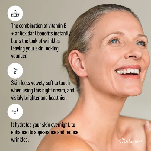 Vista 5 de Just Nutritive Crema facial de noche antienvejecimiento La mejor crema de noche para una piel de aspecto impresionante Crema antiarrugas Crema