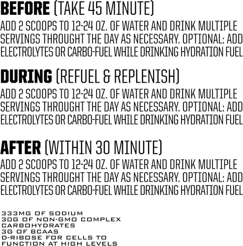 Vista 6 de Ryno Power Hydration Fuel - Mezcla de bebida con electrolitos de 2 libras (20 porciones) 'Fruit Punch' - Fórmula avanzada de electrolitos + BCAA