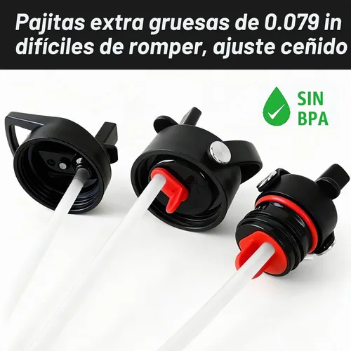 Vista 6 de Greant Paquete de 6 popotes de repuesto para botella Hydro Flask con tapa de popote de boca ancha, 9.8 pulgadas de largo x 0.33 pulgadas de ancho