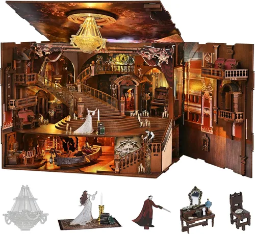 Vista 9 de Bernini's - Kit de rincón de libro para taller, taller, casa en miniatura Rompecabezas de madera 3D, decoración de inserción de estantería