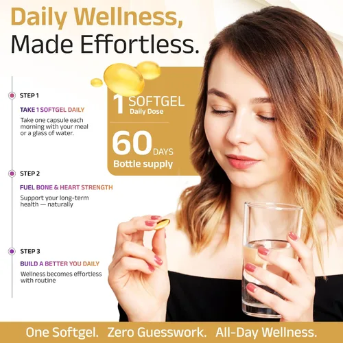 Vista 7 de Vitamina D3+K2 con aceite de coco, vitamina D vegana de 5,000 UI y MK7 Vitamina K 110mcg para apoyo óseo, corazón e inmunológico, sin OMG, probado