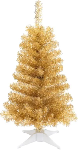Vista 14 de Mini Árbol de Navidad de 3 pies artificial de escritorio para la decoración de Navidad y Halloween con 160 puntas de ramas, negro