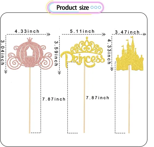 Vista 3 de 12 piezas de decoración de mesa de princesa, corona de princesa, centros de mesa de princesa para mesas, castillo de princesa, suministros de fiesta