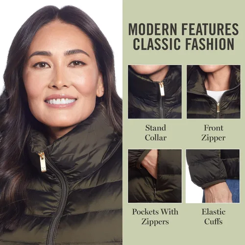 Vista 5 de MARTHA STEWART Everyday Packable Jacket - Down Jacket with Hidden Pocket Zippers - Great for Daily Wear