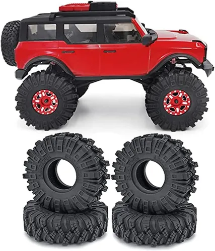 Vista 7 de 4 neumáticos de goma suave de 1.0 pulgadas para 1/24 Axial SCX24 Deadbolt Bronco RC Crawler Car (b)