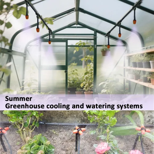 Vista 3 de Sistema de riego por goteo de 160 pies con temporizador de agua para jardín, manguera de agua principal ID 1/2 pulgada 30 pies, 1/4 pulgadas 130