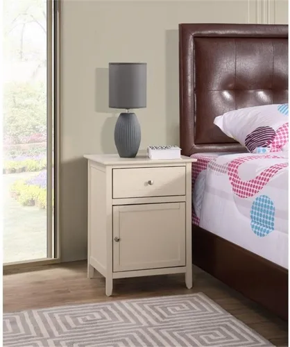 Vista 2 de Glory Furniture Izzy Mesita de noche de madera maciza con 1 cajón/1 puerta, color beige