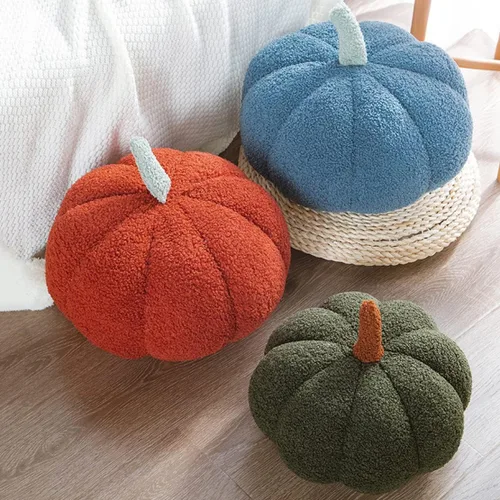 Vista 3 de Almohada de felpa de calabaza simulada 3D para sofá (7.8 pulgadas, azul)