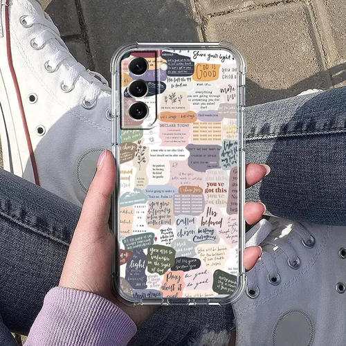 Vista 5 de Funda con versículos bíblicos para Samsung Galaxy S21, collage de citas de Jesús cristiano, funda protectora de TPU suave de moda compatible