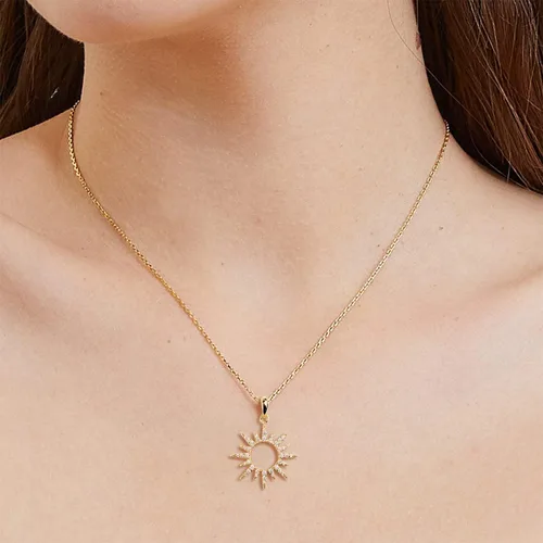 Vista 4 de DwearBeauty Collar con dije delicado chapado en oro de 14 quilates collares de oro para mujeres niñas fiestas y uso diario Vidrio Circonia cúbica