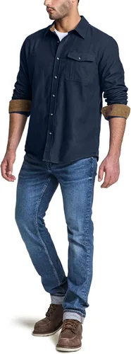 Vista 8 de CQR - Camisa de franela de algodón a cuadros con botones y manga larga para hombre, algodón cepillado suave, camisa de estilo informal