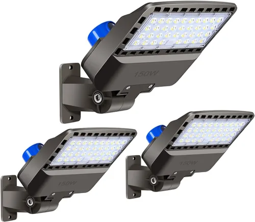 Vista 7 de Juyace 150W luz LED de inundación del atardecer al amanecer iluminación al aire libre luz de granero luz comercial de pared zapatera calle patio