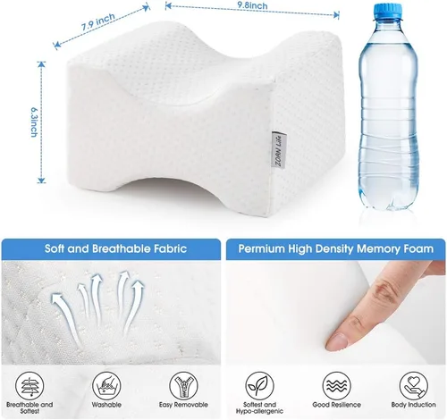 Vista 2 de ZOAN Almohada de rodilla para dormir de lado, almohada de rodilla de espuma viscoelástica, almohadas de piernas para dormir de lado para aliviar