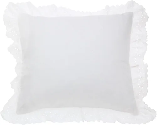 Vista 6 de FRESH IDEAS Fundas de almohada con volantes con detalle de ojales bordados, estándar, marfil, paquete de 2