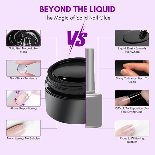 Vista 4 de Makartt Gel de pegamento sólido para uñas: pegamento de uñas de gel extra fuerte para uñas a presión y puntas falsas, pegamento de uñas fuerte
