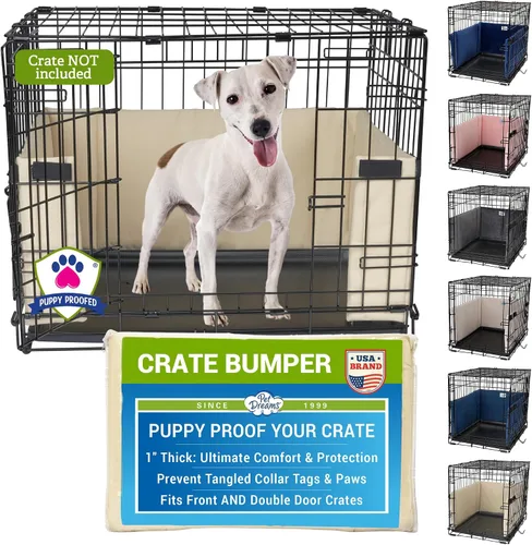 Vista 10 de Pet Dreams Parachoques para jaulas para perros, cómodo forro y protector de cola de perro para jaula interior, se adapta a jaulas iCrate de 18, 24