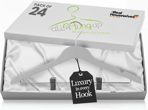 Vista 18 de All Hung Up - Perchas delgadas de plástico con clips, diseño que ahorra espacio con agarre antideslizante, duraderas para el uso diario