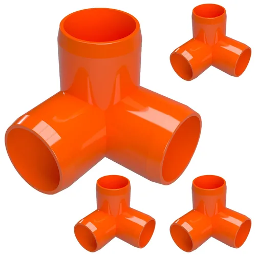 Vista 10 de Codo de 3 vías de PVC de grado para muebles de 1 pulgada en amarillo, fabricado en Estados Unidos, resistente a los rayos UV, a prueba de impactos
