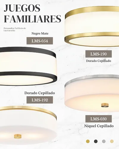 Vista 7 de LMS Lámpara de techo empotrada, moderna lámpara de techo de baño dorada cepillada con tambor blanco lechoso pantalla acrílica para cocina, sala