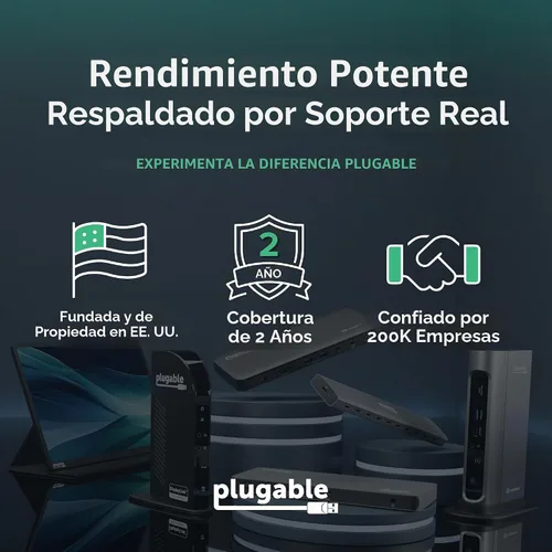 Vista 9 de Adaptador de monitor dual Plugable para sistemas macOS M1/M2/M3/M4, Windows, ChromeOS. Amplia compatibilidad - Adaptador Thunderbolt, USB-C, USB 3.0