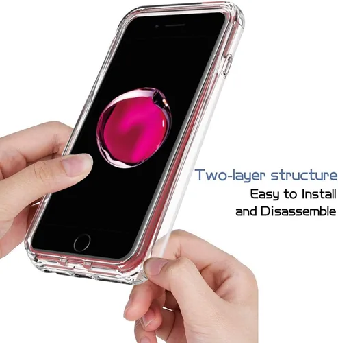 Vista 3 de Funda protectora sólida de cristal resistente de 360° con protector de pantalla compatible con iPhone 7 Plus/8 Plus (5.5 pulgadas), transparente