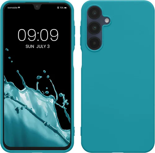 Vista 155 de kwmobile Funda compatible con Samsung Galaxy A12 - Funda protectora de silicona TPU suave y delgada - Azul Báltico