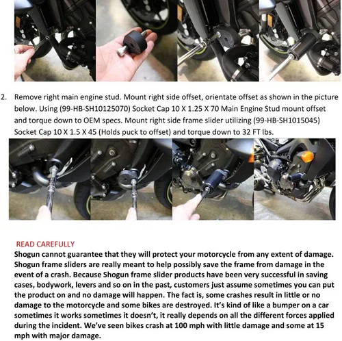 Vista 7 de Shogun Yam MT-09 MT 09 MT09 2018 2019 2020 FZ09 FZ 09 2017 Negro Deslizadores de marco sin corte para modelos ABS y no ABS - 750-6429 - Fabricado
