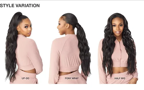 Vista 2 de Sensationnel Instant Updown Halfwig Pony - Iud 5 4 estilo en 1 media peluca y cordón de pony (T1B/4) 4 Style In 1, Pony Wrap, Up-do, Half-up