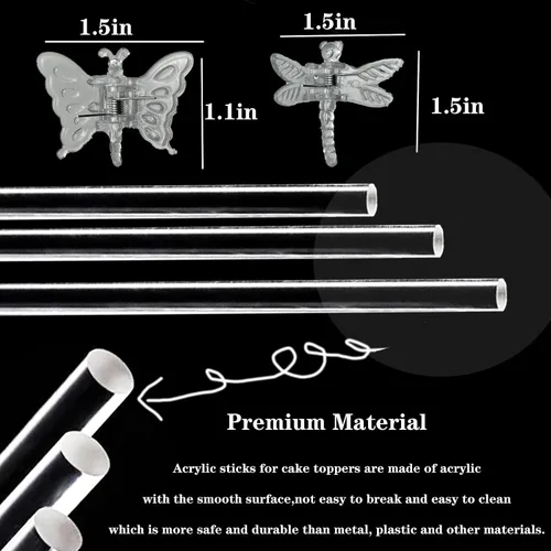 Vista 2 de 30 estacas acrílicas para plantas de jardín de un solo tallo para plantas, estacas transparentes para orquídeas y 30 clips de soporte para plantas