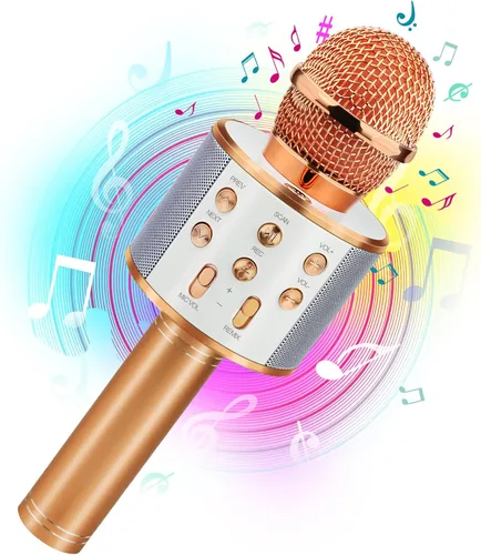 Vista 8 de Viposoon Los mejores regalos para niños, micrófono inalámbrico de karaoke Bluetooth para regalos de cumpleaños para niñas y niños de 4 a 12 años