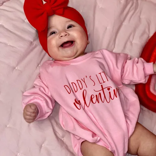 Vista 2 de Mameluco de manga larga con diseño de corazón para el día de San Valentín, para bebé y niña