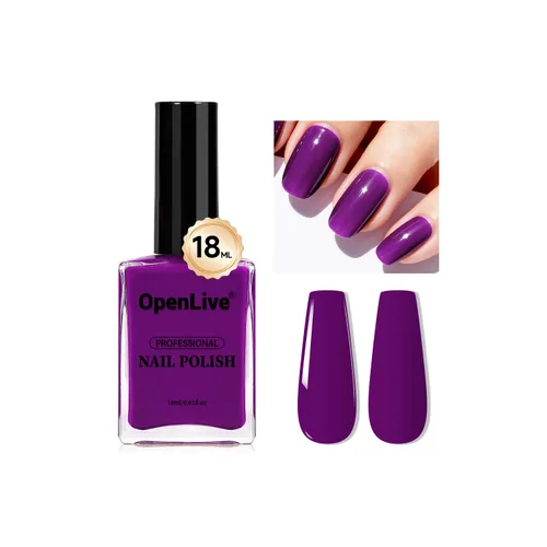 Vista 18 de OpenLive Esmalte de uñas negro de 0.6 fl oz, gran volumen, secado rápido, secado rápido y de larga duración, arte de uñas de color para bricolaje