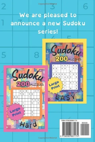 Vista 2 de Sudoku 200 Puzzles Medium, Large Print Relaxing Puzzles for Beginners, Teens, Adults, and Seniors