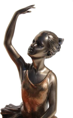 Vista 2 de Figura de bailarina de 5.13 pulgadas - Warming Up Cold Cast Bronzed Figurine