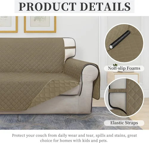 Vista 5 de ISSUNTEX Fundas de sofá de dos plazas con doble protección 100% impermeables para sala de estar, fundas para sofá de 2 cojines, protector de muebles