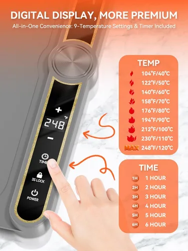 Vista 6 de Tapete de calentamiento de alimentos, 9 modos de temperatura y alambre de calefacción eléctrico mejorado, calefacción de superficie completa, tapete