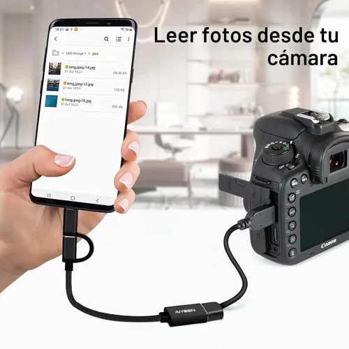 Vista 7 de Adaptador USB-C/Micro a USB, USB 3.0 2 en 1, cable adaptador OTG, compatible con MacBook Pro, Android, Google, Samsung y más, negro