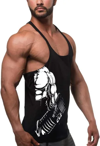 Vista 2 de Camiseta sin mangas para hombre, con espalda en Y, para entrenamiento, muscular, fitness, culturismo
