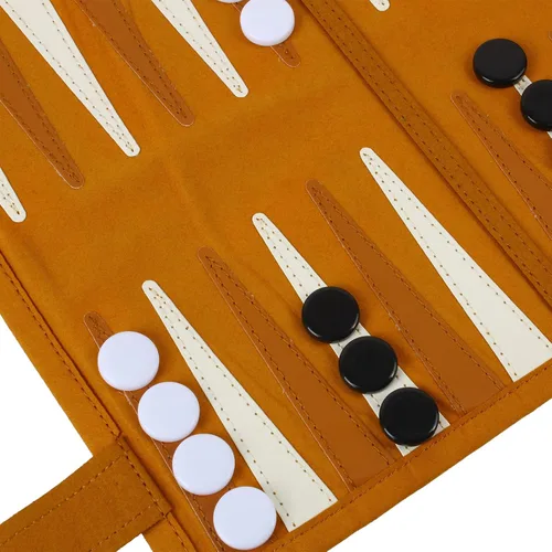 Vista 4 de Andux Juego de ajedrez portátil de microfibra de backgammon plegable PGSLQ-01 (ajedrez 3 en 1 - marrón)
