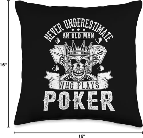 Vista 4 de Casino Lover Shirts Men Women Funny Poker Gifts Funny Old Man Card Player Casino Grandpa Gambler Poker, almohada de póquer, 16 x 16 pulgadas