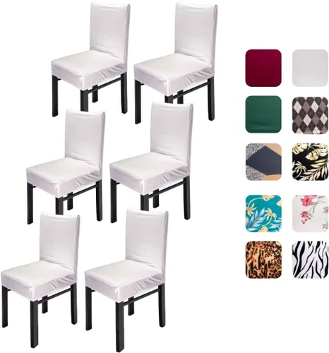 Vista 9 de Juego de 4 fundas para sillas de comedor, fundas elásticas de elastano para sillas, fundas protectoras para sillas Parsons, fundas extraíbles