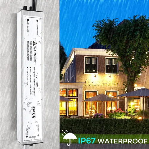 Vista 4 de Fuente de alimentación LED de 12V 30W, transformador adaptador controlador LED IP67 impermeable 12V 110V CA a 12V CC de bajo voltaje con enchufe