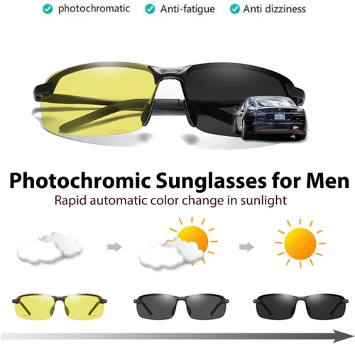 Vista 2 de Gafas de sol fotocrómicas polarizadas para hombres y mujeres gafas de visión nocturna para conducir ciclismo UV400 transición sombras