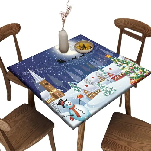 Vista 68 de Mantel redondo ajustable con borde elástico floral azul, mantel con borde elástico de estilo floral pastoral, almohadilla de mesa de poliéster