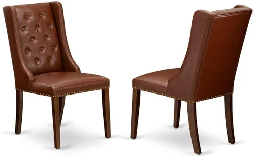 Vista 11 de East West Furniture FOP1T01 Forney Parson - Juego de 2 sillas de comedor con botones copetudos y ribete de cabeza de clavo, color crema, juego de 2