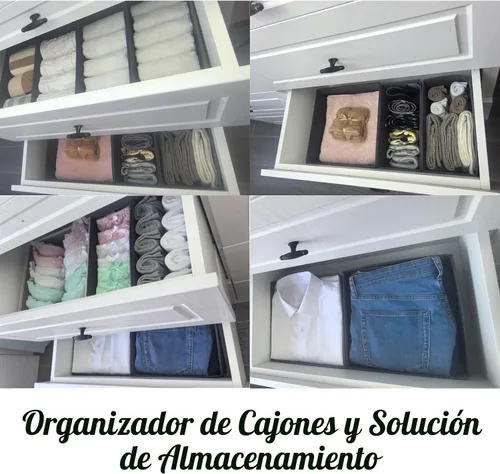 Vista 7 de Bructhun - Juego de 4 organizadores de cajones de tela para ropa, ropa interior, calcetines y sujetadores, divisores de tocador de 11 pulgadas
