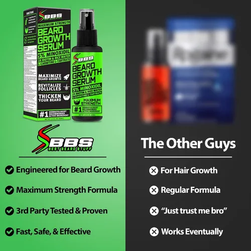 Vista 5 de Minoxidil para el crecimiento de la barba: suero al 5% con 2 veces biotina y agua de arroz, promueve el cabello facial más grueso y lleno, ideal