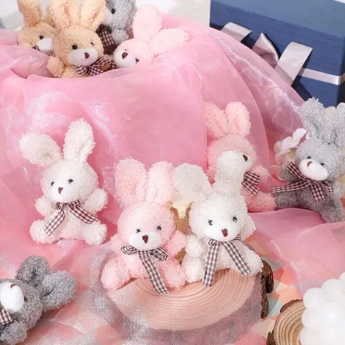 Vista 5 de Zomiboo - 12 piezas de mini conejito de peluche de 3.2 pulgadas, lindo animal de peluche a granel, pequeños conejitos suaves, juguetes de regalo