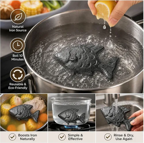 Vista 7 de Pescado de hierro para cocinar, pescado de hierro con bolsa de regalo (paquete de 1)