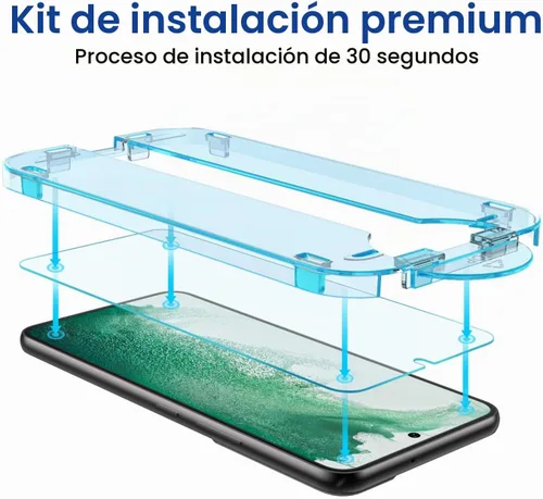 Vista 3 de amFilm OneTouch - Protector de pantalla para Samsung Galaxy S22 5G de 6.1 pulgadas, dureza 9H con protector de lente de cámara, más fácil